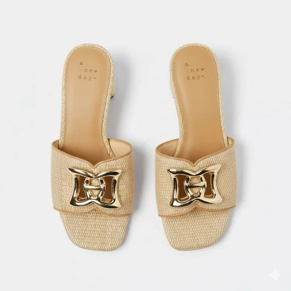 Arden Raffia Ornamented Block Heels with Memory Foam Insole - Picture 5 of 5